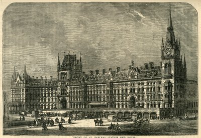 Voorkant van St. Pancras Station en Hotel door Unbekannt