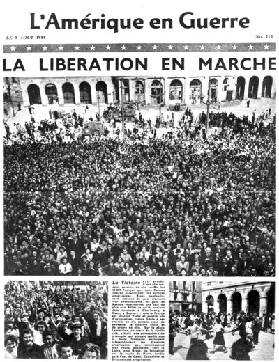 Voorpagina van de krant LAmerique en Guerre, 9 augustus 1944 door Unbekannt