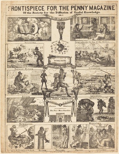 Frontispice voor het Penny Magazine van de Society for the Diffusion of Knowledge: Vo, 19e eeuw door Unbekannt