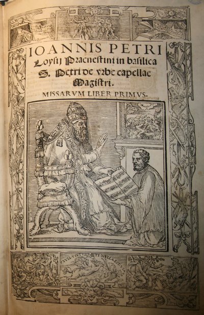 Frontispice van de Missarum Liber primus door Giovanni Pierluigi da Palestrina en Paus J door Unbekannt