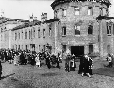 Begrafenisstoet van de dichter Alexander Blok, Petrograd, Rusland, 10 augustus 1921 door Unbekannt