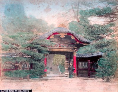 Poort van de Zojoji Boeddhistische Tempel, Shiba Park, Tokio door Unbekannt