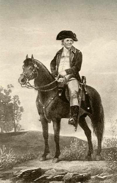 Generaal Israel Putnam, toont uniform van een Continentale soldaat, ca. 1770, 1937 door Unbekannt