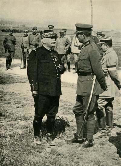 Generaal Joseph Joffre en Koning Albert I, Eerste Wereldoorlog door Unbekannt