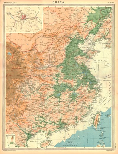 Geografische kaart van China door Unbekannt