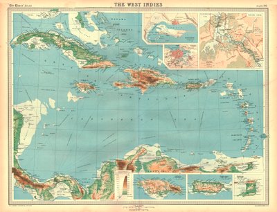 Geografische kaart van de West-Indië door Unbekannt
