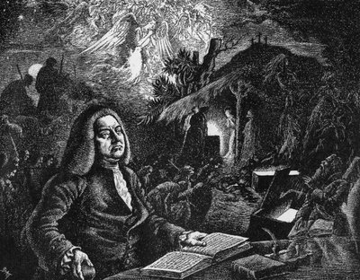 George Frideric Handel 1685-1759 componeert zijn Messiah, 18e eeuw door Unbekannt