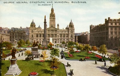 George Square, Cenotaaf en Gemeentegebouwen, Glasgow, eind 19e-begin 20e eeuw door Unbekannt