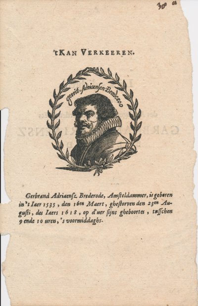 Gerbrand Adriaensz. Bredero 1585-1618 door Unbekannt