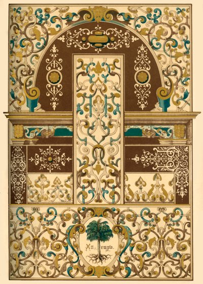 Duitse renaissance plafond- en muurschildering, 1898 door Unbekannt