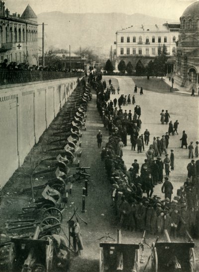 Duitse kanonnen veroverd door het Russische leger, Eerste Wereldoorlog, ca. 1915, ca. 1920 door Unbekannt