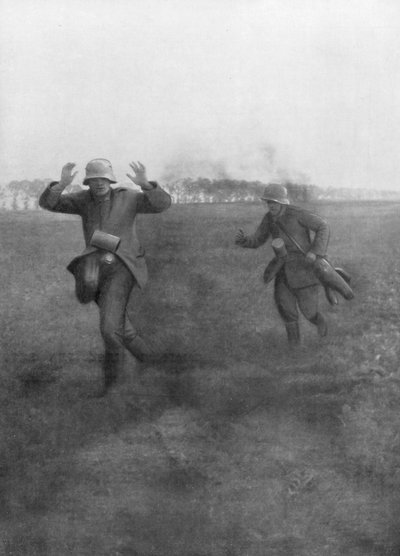 Duitse soldaten geven zich over nabij Vierzy, ten zuiden van Soissons, 18 juli 1918 door Unbekannt