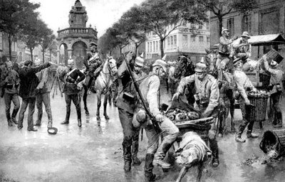 Duitse troepen bezetten de stad Luik in België, Eerste Wereldoorlog, 1914 door Unbekannt