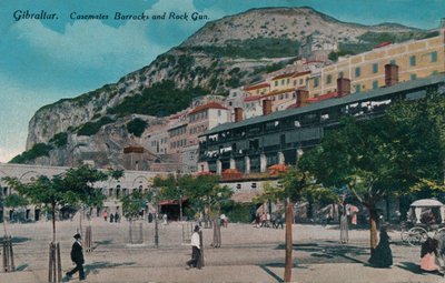Gibraltar - Casemates Barracks en Rock Gun, ca. 1900 door Unbekannt