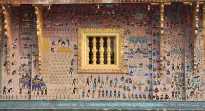 Glasmozaïeken in de Wat Xieng Thong, Luang Prabang, Laos, jaren 1950 door Unbekannt