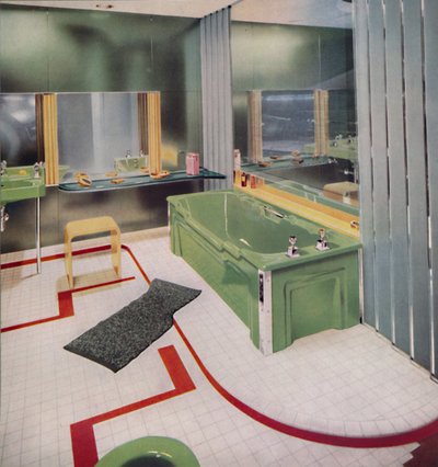 Glas en tegel in de moderne badkamer, 1938 door Unbekannt