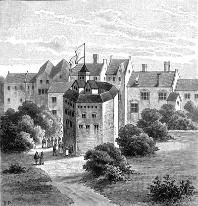 Globe Theatre, Bankside, Southwark, Londen, zoals het verscheen c1598 door Unbekannt
