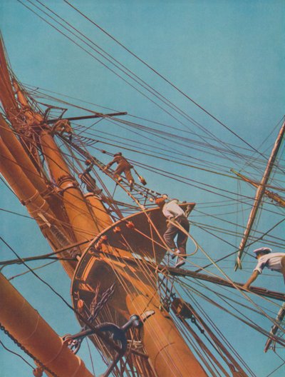 Klimmen aan boord van de Archibald Russell, vierkant getuigde schepen onder Finse vlag door Unbekannt