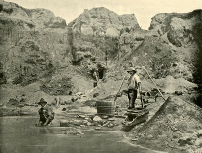 Goudzoekers aan het Werk bij Beechworth, Victoria, 1901 door Unbekannt