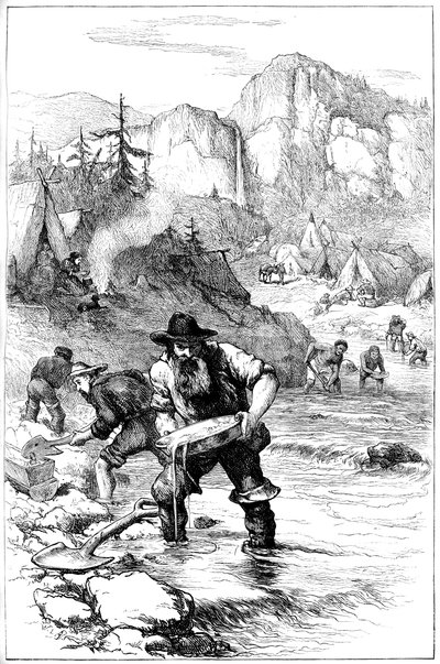 Goudwassen in Californië, ca. 1840s ca. 1880 door Unbekannt