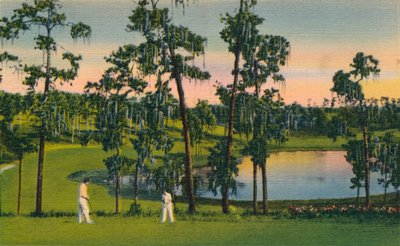 Golfen, een jaarrond sport in Florida, ca. 1939 door Unbekannt