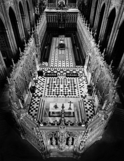 Gotische architectuur: uitzicht op het hek van het koor van de Kathedraal Saint Cecile d
