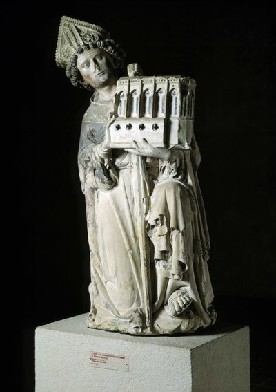 Gotische kunst: voorstelling van Jean Tissandier, bisschop van Rieux-Volvestre als schenker. Beeld van de kapel van Rieux in de Kerk van de Cordeliers gemaakt door de meester van Rieux circa 1333-1334 door Unbekannt