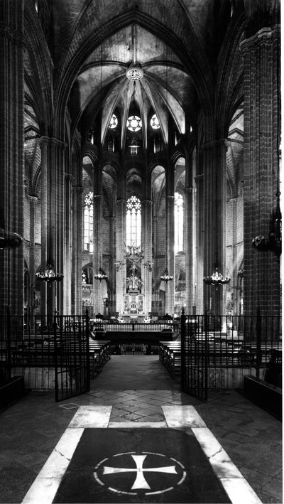 Gotische kunst: uitzicht op het koor van de kathedraal van Sint Eulalia. 1298. Barcelona, Spanje door Unbekannt