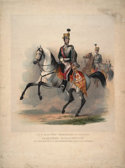 Grootvorst Alexander Nikolajevitsj als kolonel-in-chief van het Oostenrijkse 4e Huzarenregiment, 1845 door Unbekannt