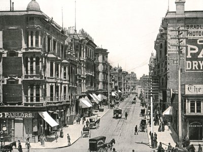 Grant Avenue kijkend naar het noorden vanaf Market Street, San Francisco, VS, 1895 door Unbekannt