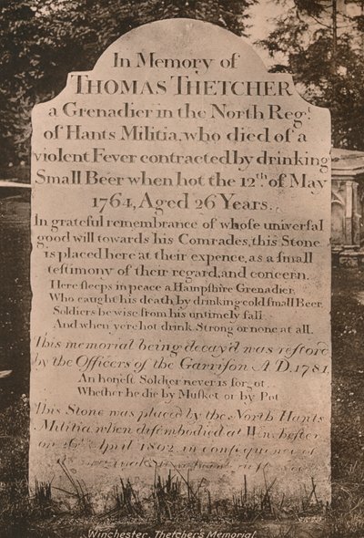 Grafsteen van Thomas Thetcher, Winchester Cathedral, Hampshire, begin 20e eeuw door Unbekannt