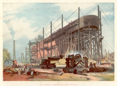Great Eastern op de stocks bij Millwall aan de Theems door Unbekannt