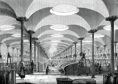 Grote zaal in Messrs Marshalls vlasfabriek, Leeds, ca. 1880 door Unbekannt
