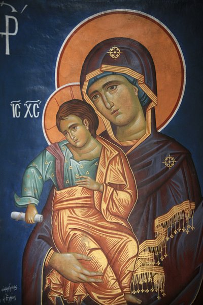 Grieks-orthodoxe icoon: Maagd en kind, Thessaloniki, Griekenland door Unbekannt