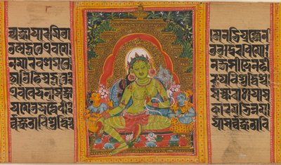 Groene Tara...Perfectie van Wijsheid Manuscript, begin 12e eeuw door Unbekannt