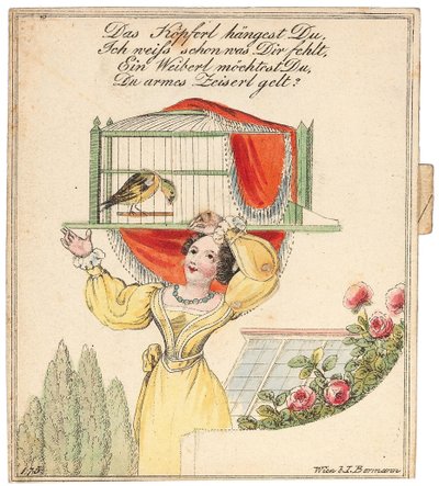 Wenskaart. Je hoofdje hangt, ik weet wat er mis met je is..., na 1815 door Unbekannt