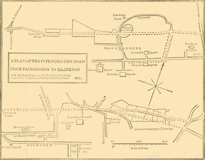 Grondplan van de nieuwe weg van Islington naar Edgware Road, 1755 door Unbekannt