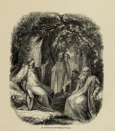 Groep van aartsdruïden en druïden uit het boek Old England: A Pictorial Museum, 1845 door Unbekannt