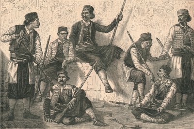 Groep Montenegrijnen, ca. 1879 door Unbekannt