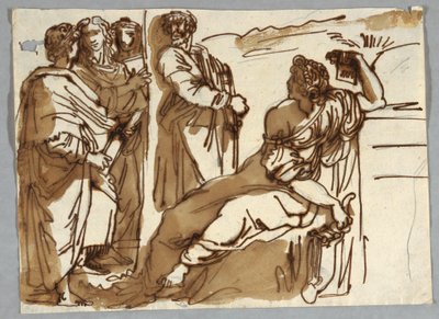 Groep met Petrarca en Sappho in Parnassus na Raphael Sanzio door Unbekannt