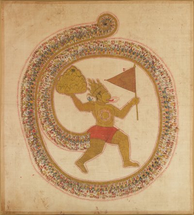 Hanuman draagt de bergtop met geneeskrachtige kruiden, ca. 1800 door Unbekannt