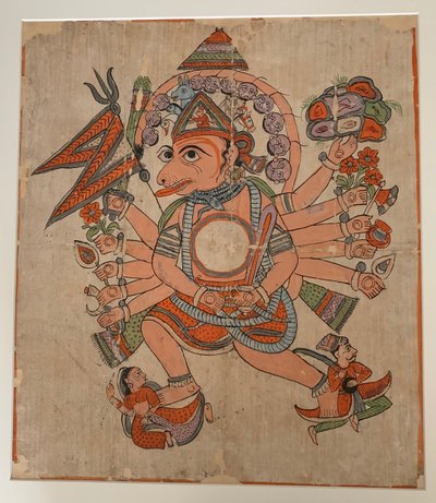 Hanuman in zijn tantrische vijfkoppige Pancha Mukha-vorm door Unbekannt