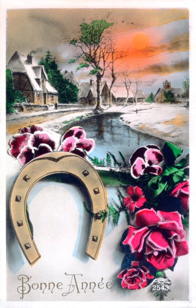 Gelukkig Nieuwjaar, Franse ansichtkaart, ca. 1900 door Unbekannt