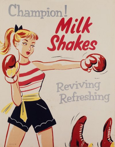 Gezondheidseducatie: Kampioen! Milkshakes, poster, ca. 1955-1960 door Unbekannt