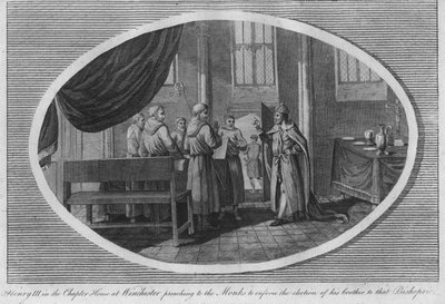 Hendrik III in de kapittelzaal van de kathedraal van Winchester, 1250 door Unbekannt