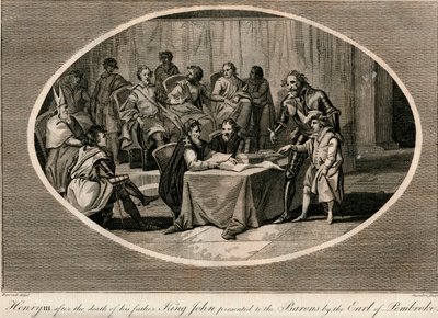 Hendrik III gepresenteerd aan de Baronnen door de Graaf van Pembroke door Unbekannt