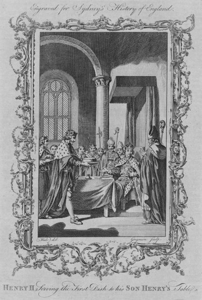 Hendrik II serveert het eerste gerecht aan de tafel van zijn zoon Hendrik door Unbekannt
