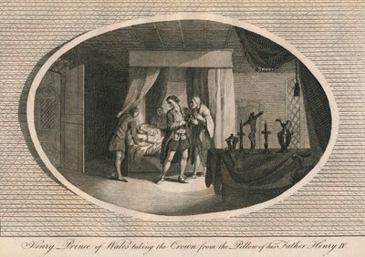 Hendrik, Prins van Wales neemt de Kroon van het kussen van zijn vader Hendrik IV, 1413, 1793 door Unbekannt