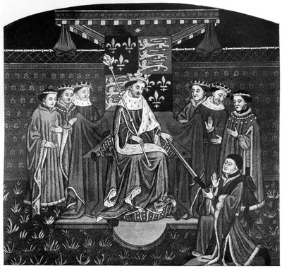 Hendrik VI overhandigt een zwaard aan John Talbot, graaf van Salisbury door Unbekannt
