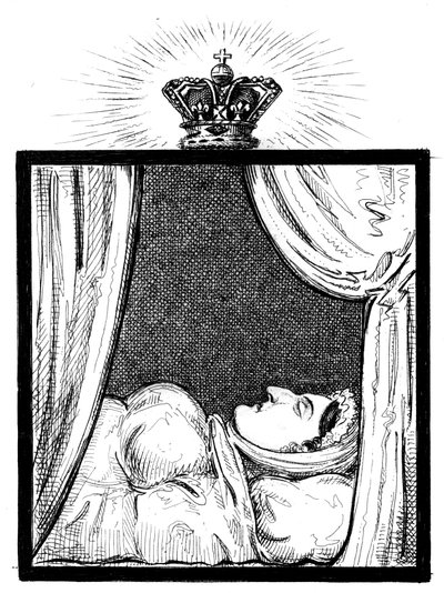 Hare Majesteit Koningin Caroline zoals ze verscheen enkele uren na haar overlijden, ca. 1821 door Unbekannt